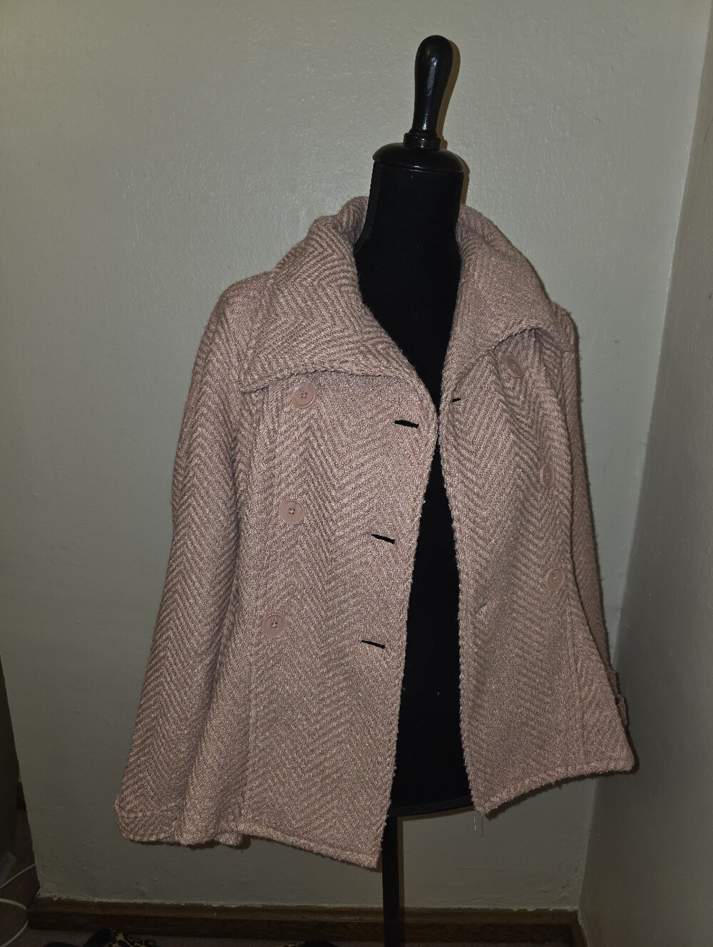 torrid Dusty Rose Double-Breasted Peplum Pea Coat - Picture 3 of 7